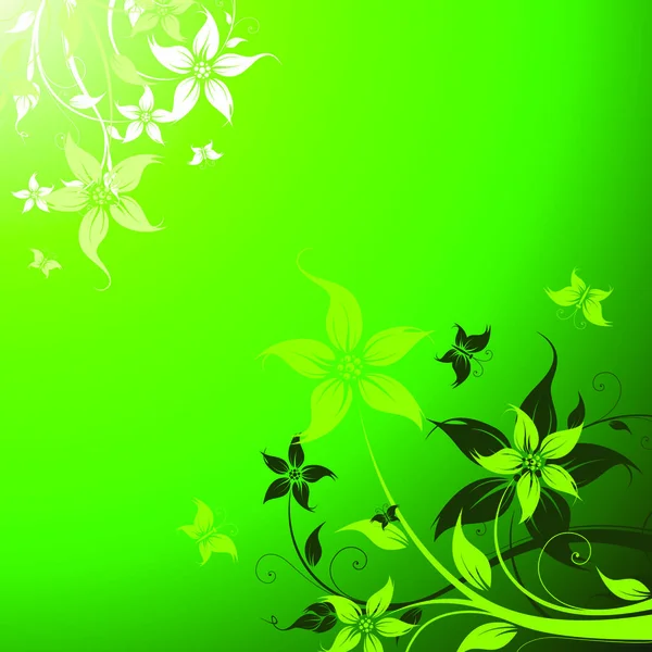 Grön Vektor Blommig Bakgrund För Din Design — Stock vektor