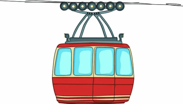 Cable Car Ropeway Cartoon Drawing White Background — Stock Vector