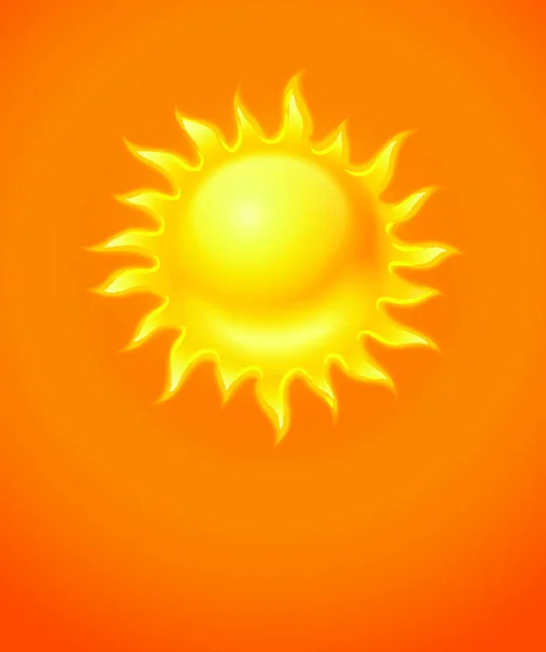 Icono Sol Amarillo Caliente Sobre Fondo Naranja — Archivo Imágenes Vectoriales