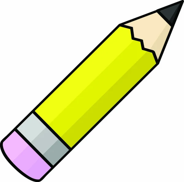 분홍색 지우개가 노란색 연필에 — 스톡 벡터