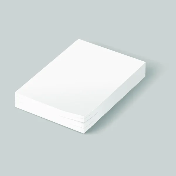 白紙の書類の積み重ね 灰色の背景のイラスト — ストックベクタ