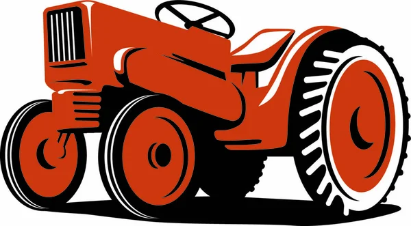 Ilustración Tractor Rojo Sobre Fondo Blanco Aislado Realizado Estilo Retro — Vector de stock