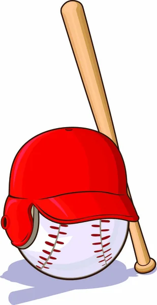 A vector of baseball\'s ball, hat, and bat. Available as a Vector in EPS8 format that can be scaled to any size without loss of quality. Each graphics elements (ball, hat, bat) are all can easily be moved or edited individually.