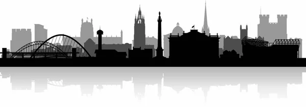 Newcastle Città Skyline Silhouette Vettoriale Illustrazione — Vettoriale Stock
