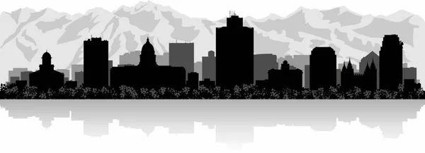 Salt Lake City Eua Skyline Silhueta Vetor Ilustração — Vetor de Stock