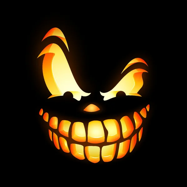 Close Scary Jack Lantern Dark — Stock Vector