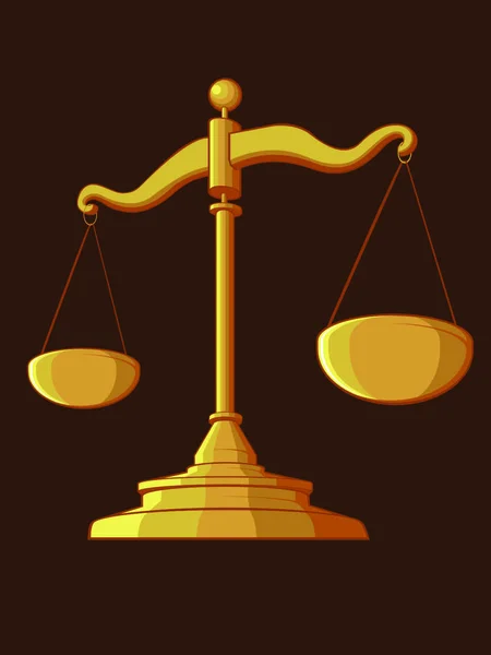 Een Geïsoleerde Vector Van Een Gouden Justitieschaal Die Recht Rechtvaardigheid — Stockvector