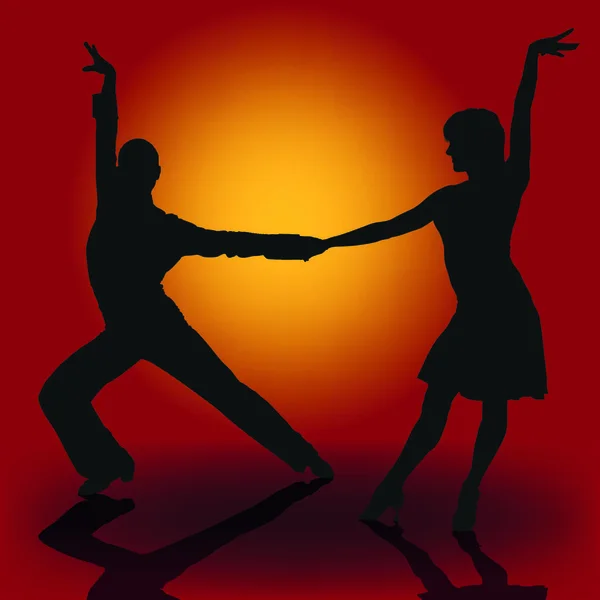 Latino Dancers Colored Illustration Dancing Silhouettes Vector — 스톡 벡터