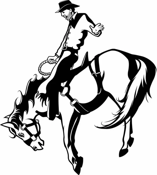 Illustrated Saddle Bronc Rider Vector File — Stock Vector