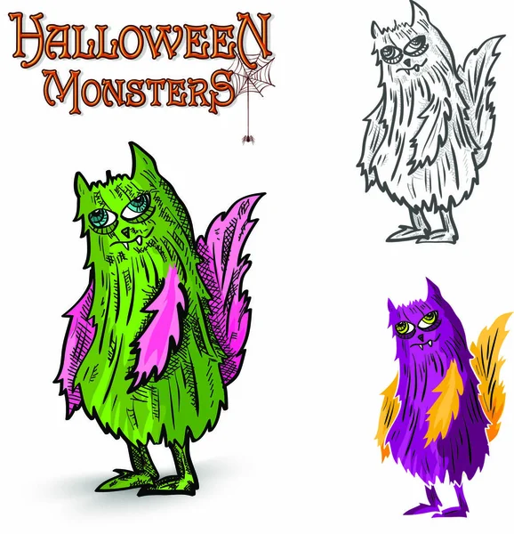 Monstros assustadores de halloween bruxas isolados definido