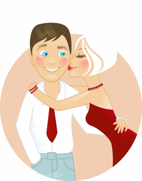 Ilustração Vetorial Casal Beijando —  Vetores de Stock