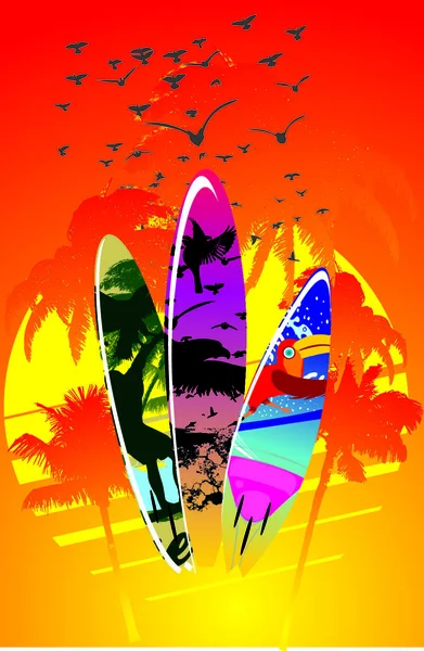 Palm Beach Surf Design Vecteur Rat — Image vectorielle