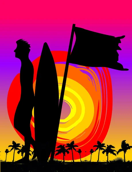 Pacífico Surfista Chamipon Club Vector Gráfico Diseño — Vector de stock