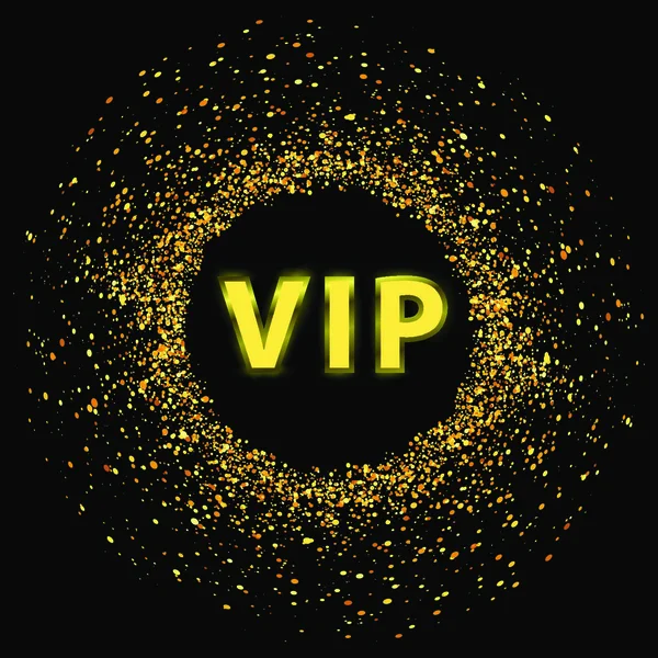 Texture Golden Glitter Con Logo Vip Isolato Sfondo Nero — Vettoriale Stock