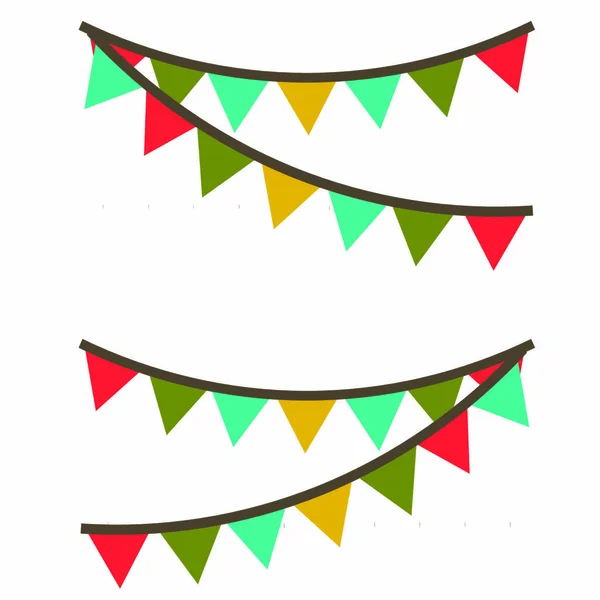 Ilustracja Wektora Karnawałowa Girlanda Flagami Dekoracyjne Kolorowe Długopisy Imprezowe Uroczystości — Wektor stockowy