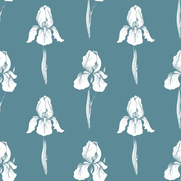 Квітковий Безшовний Візерунок Квітковий Фон Гравюра Безшовної Текстури Квітами Райдужної — стоковий вектор