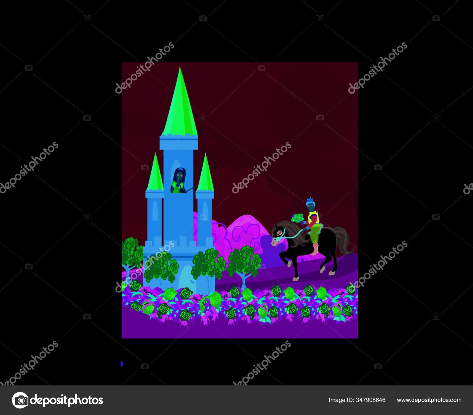 Prince Riding Horse Princess Stock Vector by ©YAYImages 347908646