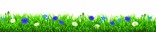 Groen Gras Met Blauwe Bloemen Met Gradiënt Vector Illustratie — Stockvector