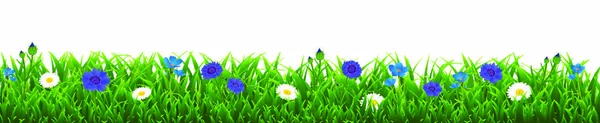 草と青の花とグラデーションメッシュ ベクトルイラスト — ストックベクタ