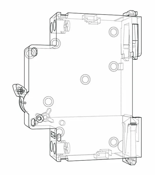 Concept Disjoncteur Automatique Rendu Vectoriel Style Cadre Métallique Les Couches — Image vectorielle