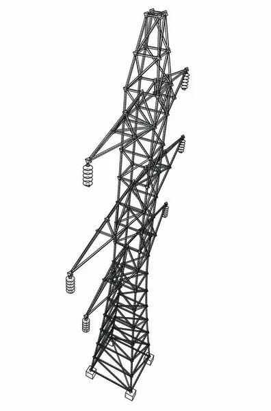 Pilón Eléctrico Concepto Torre Eléctrica Representación Vectorial Estilo Marco Alambre — Vector de stock