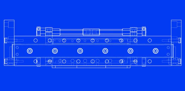 Absztrakt Ipari Objektum Koncepció Vektor Renderelés Drótvázas Stílus Látható Láthatatlan — Stock Vector