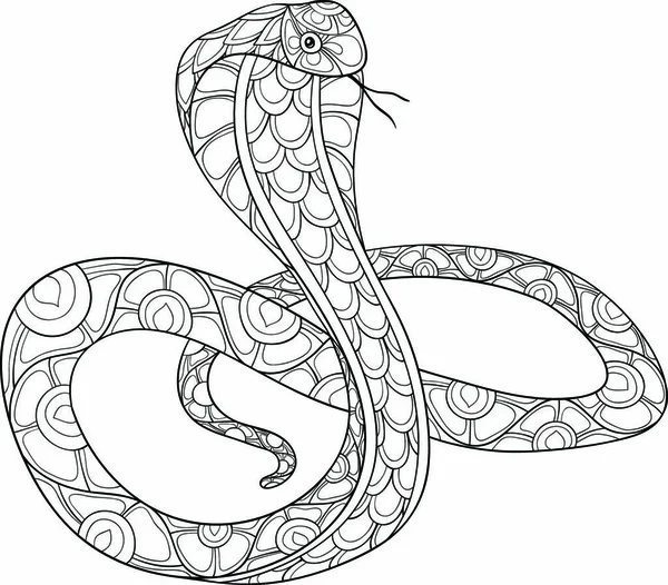 一种可爱的蛇 有装饰图案 用于放松活动 彩色书籍 通奸页 印刷用的Zen艺术风格插图 海报设计 — 图库矢量图片