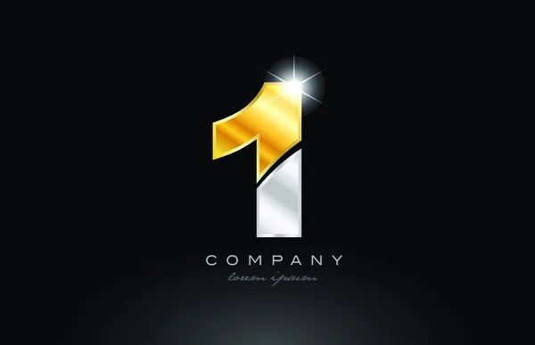 Projeto Ícone Logotipo Número Com Ouro Prata Cinza Metal Fundo —  Vetores de Stock