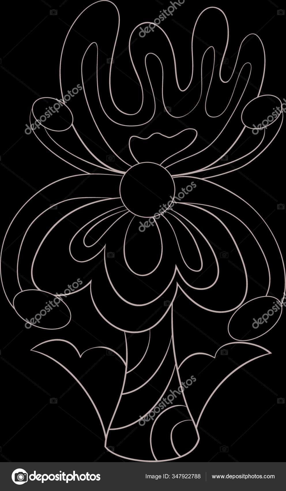 Sebuah Bunga Abstrak Lucu Dengan Kelopak Meninggalkan Gambar