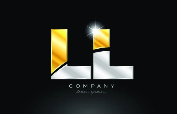 Combinação Letra Alfabeto Logotipo Ícone Design Com Ouro Prata Cinza —  Vetores de Stock