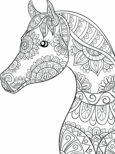 Caballo Lindo Con Imagen Los Ornamentos Para Actividad Que Relaja — Vector de stock