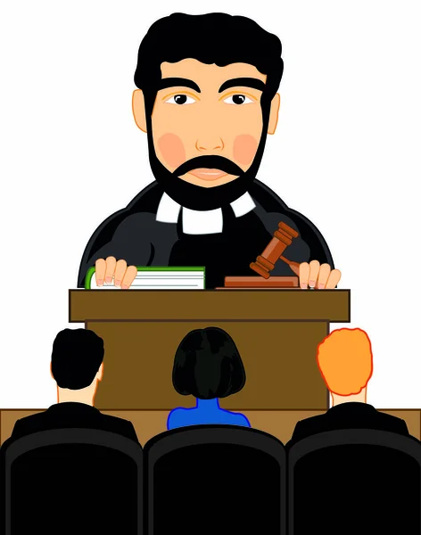 Juez Hombre Sala Tribunal Sobre Fondo Blanco Está Aislado — Vector de stock