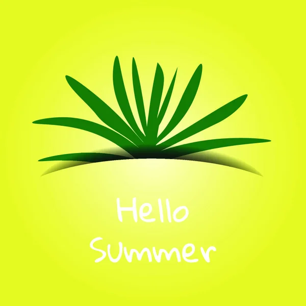 Векторная Иллюстрация Концепция Hello Summer Тропическое Растение Желтом Фоне Дизайн — стоковый вектор