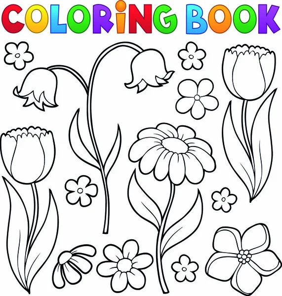 Färgläggning Bok Blomma Ämne Eps10 Vektor Illustration — Stock vektor