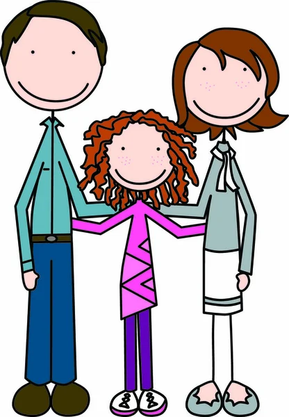Desenhos Animados Ilustração Família Três —  Vetores de Stock