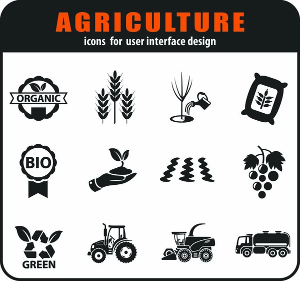 Vector Agricultural Icons Set User Interface Design — Stock Vector