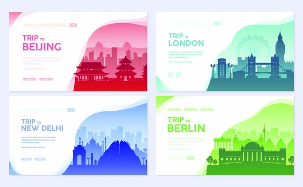 Seyahat Bilgileri Flyear Peyzaj Şablonu Dergiler Posterler Kitap Kapağı Afişler — Stok Vektör