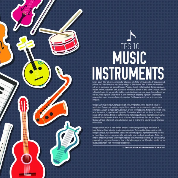 Koncepcja Tła Płaskich Instrumentów Muzycznych Ilustrator Wektorowy — Wektor stockowy