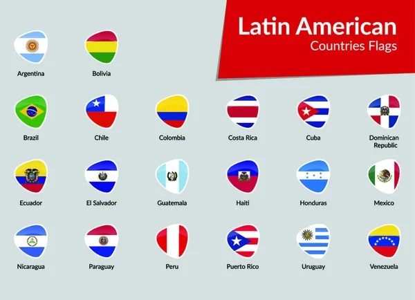 Latin American Countries Flags Vector Icon Collection — Stock Vector