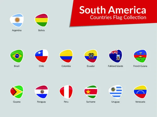 Países América Del Sur Banderas Vector Icono Colección — Vector de stock