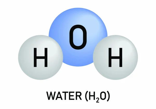 H2O Illustration Vatten Molekyl Modell Vit Bakgrund — Stock vektor