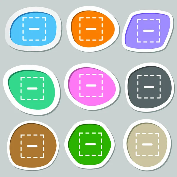 正方形の記号でマイナス 多色の紙のステッカー ベクターイラスト — ストックベクタ