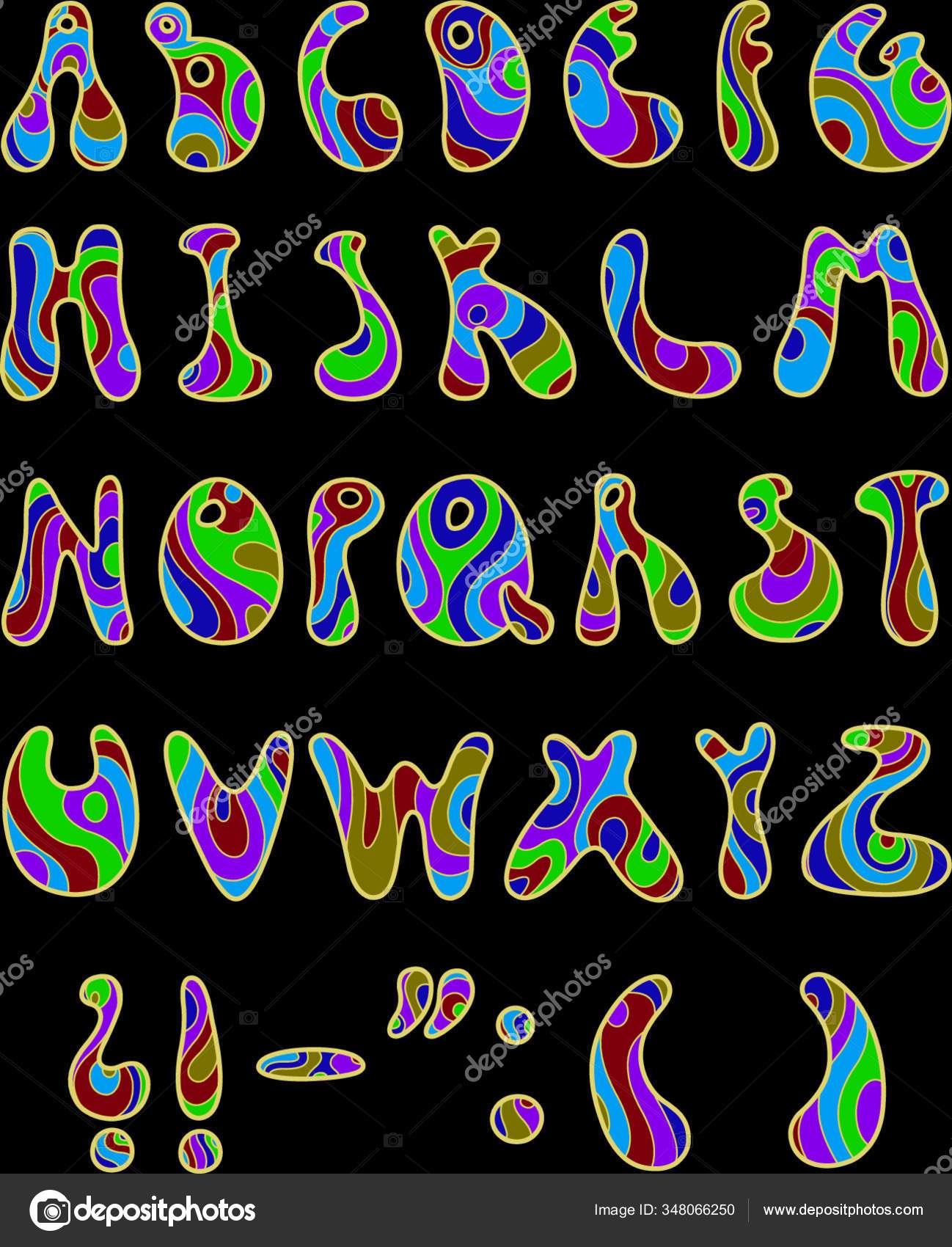 Psychedelic Letters Vector Set Stock Illustration by ©YAYImages 348066250
