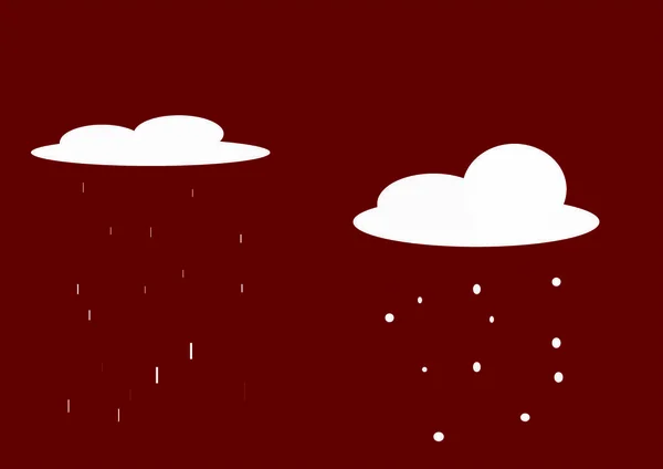 Ilustración Que Representa Dos Nubes Lluvia Nieve — Vector de stock