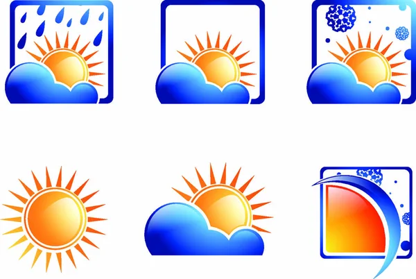 Collezione Icone Meteo Sfondo Bianco — Vettoriale Stock