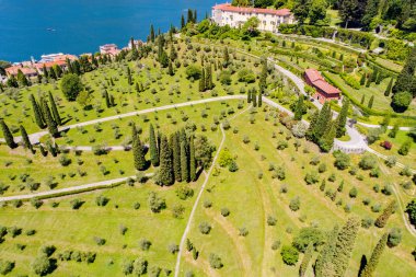 Como Gölü (It) - Pescallo ve Bellagio 'nun hava manzarası - Parco Serbelloni