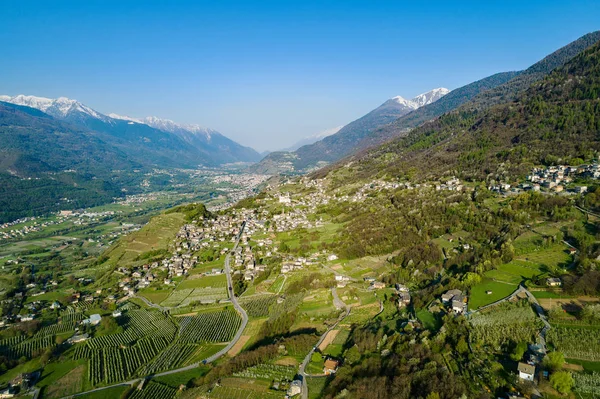 Valtellina Αεροφωτογραφία Του Tresivio Από Ponte Στη Valtellina — Φωτογραφία Αρχείου