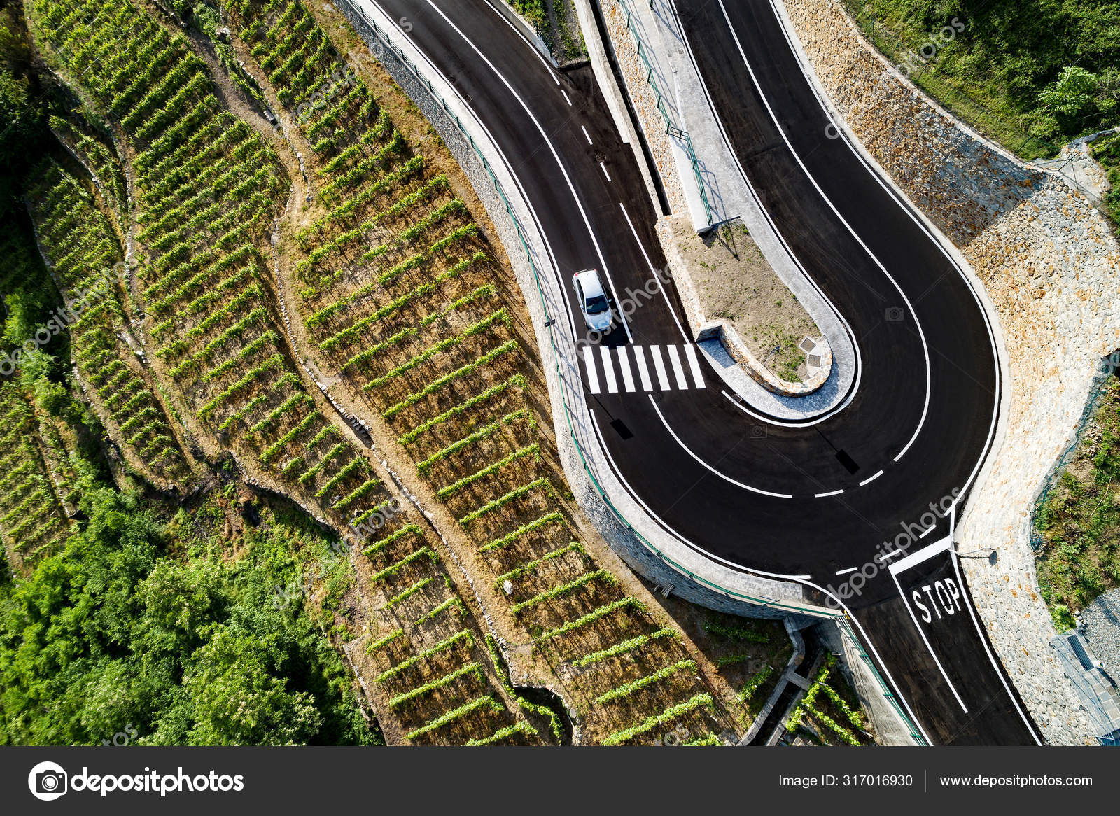 Road Hairpin Bend Countryside Vineyards Stock Photo