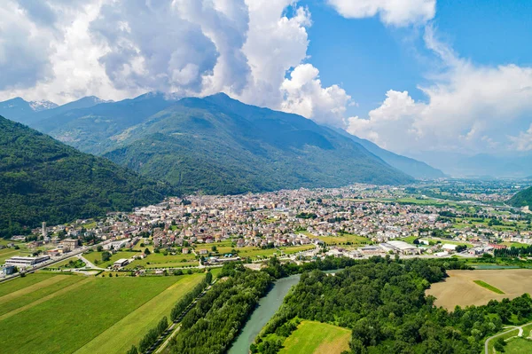 Morbegno Valtellina Luftaufnahme — Stockfoto