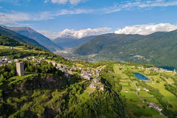 Teglio Valtellina Panoramische Luftaufnahme — Stockfoto